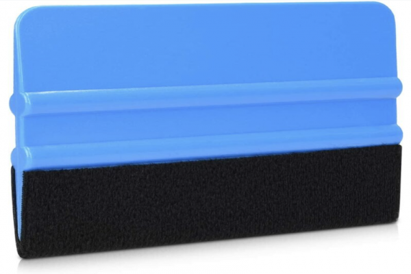 visuel d'une raclette d'application bleu avec feutrine sur la tranche