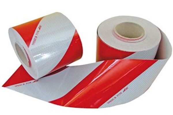 Rouleau de bande de sécurité rétro-réfléchissante rouge et blanche